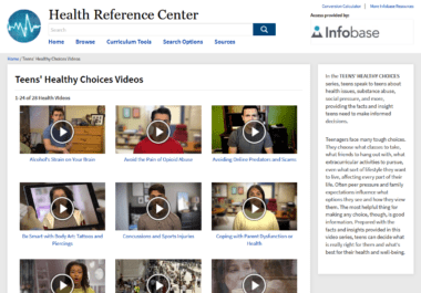 Health Reference Center's Teens' Healthy Choices videos