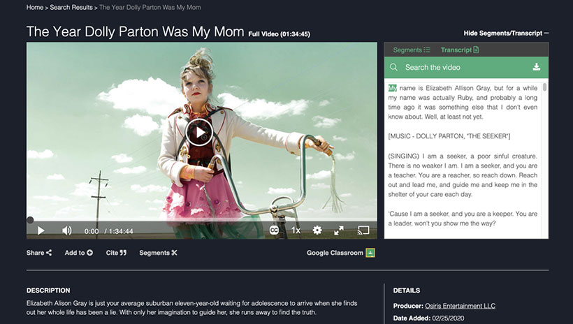 The Year Dolly Parton Was My Mom on Access Video On Demand streaming video for public libraries