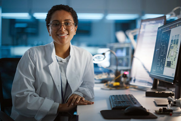 Female researcher achieving success in STEM