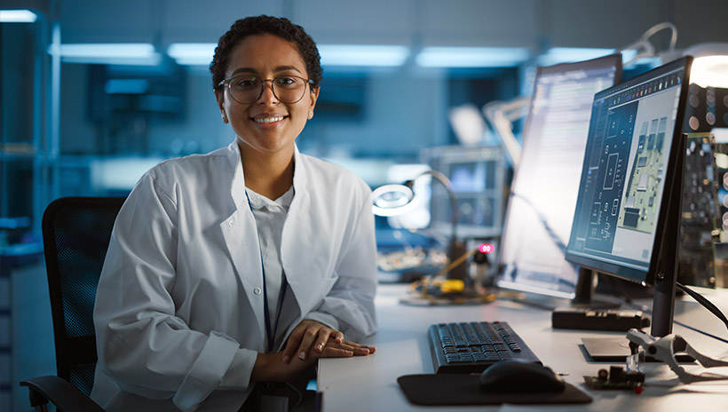 Female researcher achieving success in STEM
