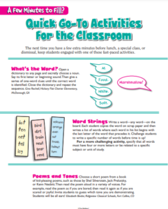 Quick Go-To Activities for the Classroom