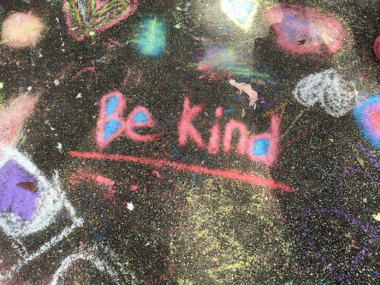 "Be Kind" in colorful chalk