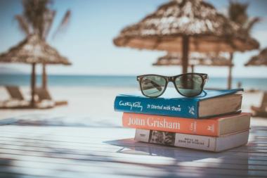 Books at the beach in summer