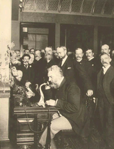 Alexander Graham Bell and his telephone