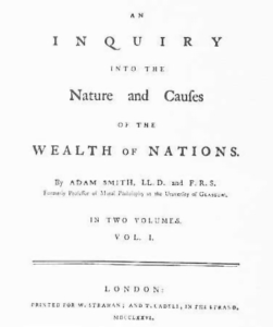 Title page of The Wealth of Nations