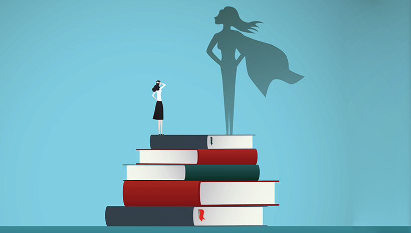 Librarian superhero defending challenged books