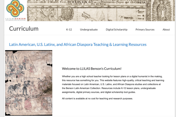 Home page of the LLILAS Benson’s Curriculum, a world history resource for teachers at the K–12 and undergraduate levels