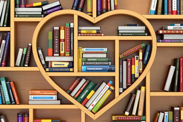 Heart-shaped library bookshelf