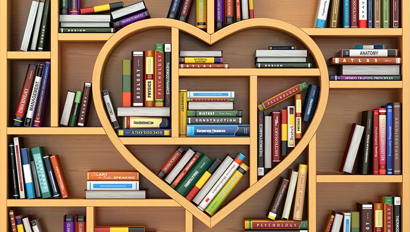 Heart-shaped library bookshelf