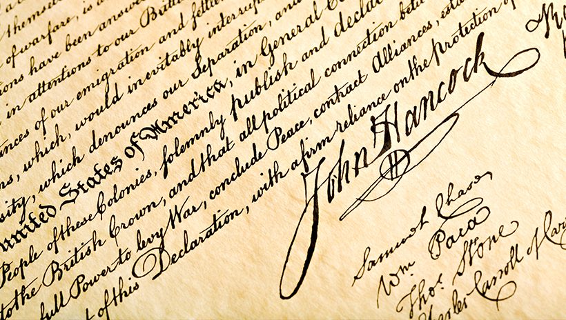the Declaration of Independence, an example of a primary source document
