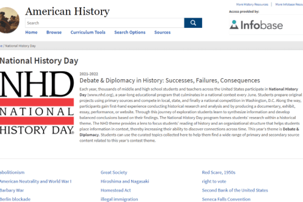 New Resource for National History Day Comes to Infobase History Databases