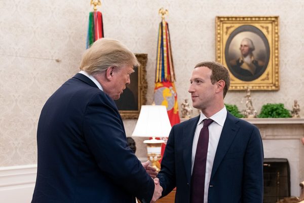 Facebook CEO and cofounder Mark Zuckerberg meeting with President Donald Trump