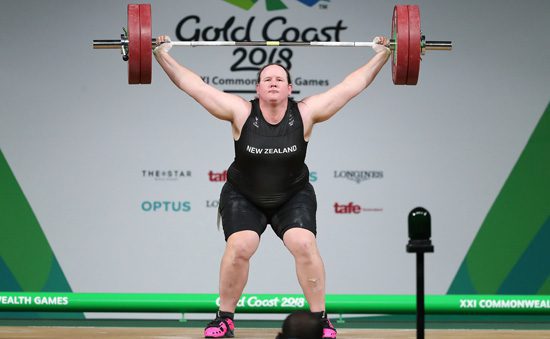 Transgender athlete Laurel Hubbard of New Zealand in weightlifting competition