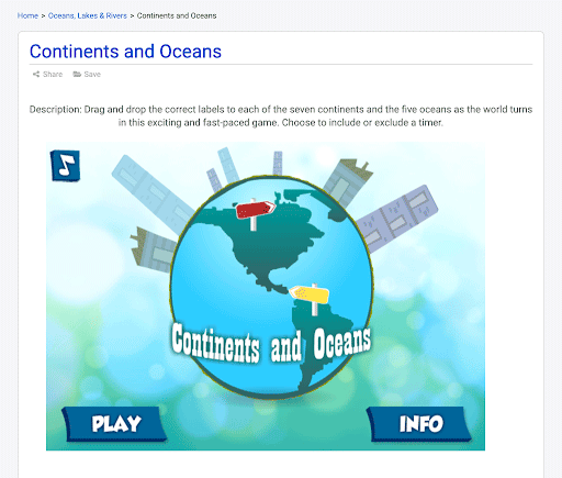 The World Almanac® for Kids' activity: Continents and Oceans