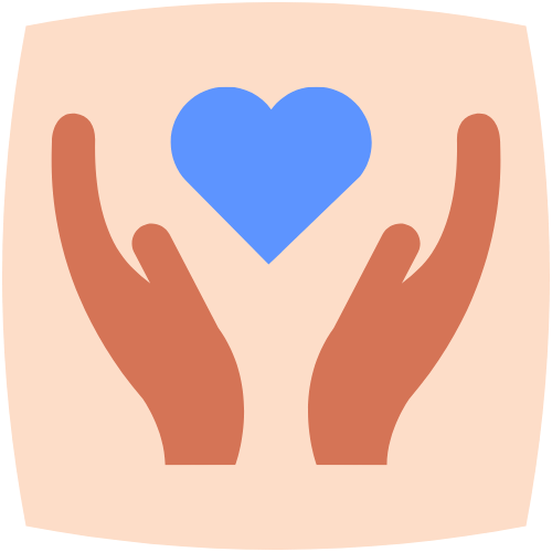 two hands cradling a blue heart