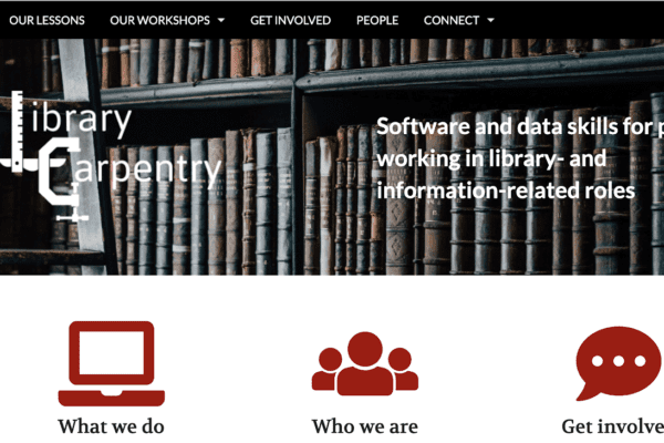 Library Carpentry's website offers workshops for librarians covering software and data skills.