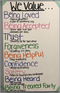 "We Value..." list to empower students