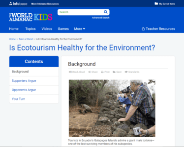 Take a Stand article—"Is Ecotourism Health for the Environment?"