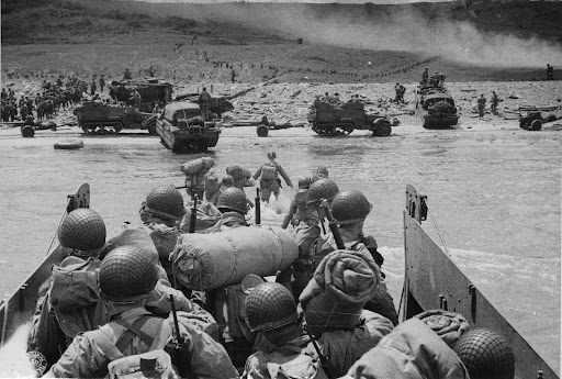 D-day on beach at Normandy