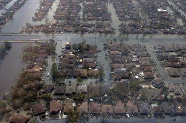 Flooded town post-Hurricane Katrina
